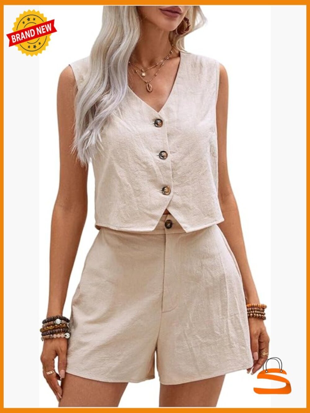 Boho 2 piece linen crop top and short set summer vacation outfit